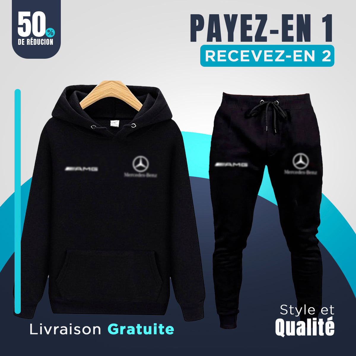 [ACHETER 1 OBTENIR 2] Ensemble Veste et Pantalon Mercedes AMG Essential