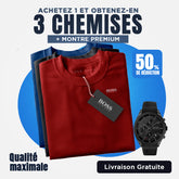 [ACHETEZ 1 OBTENEZ 4] Kit de 3 Chemises Polo Boss + Montre Cadeau