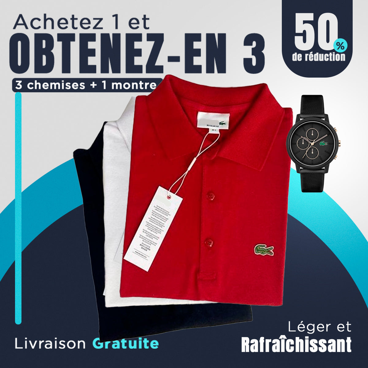 [PAYEZ 1, OBTENEZ 4] Kit de 3 T-shirts LCT + Montre LCT en cadeau