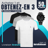 [ACHETEZ 1 PRENEZ 4] Kit de 3 T-Shirts TH + Montre TH  en cadeau