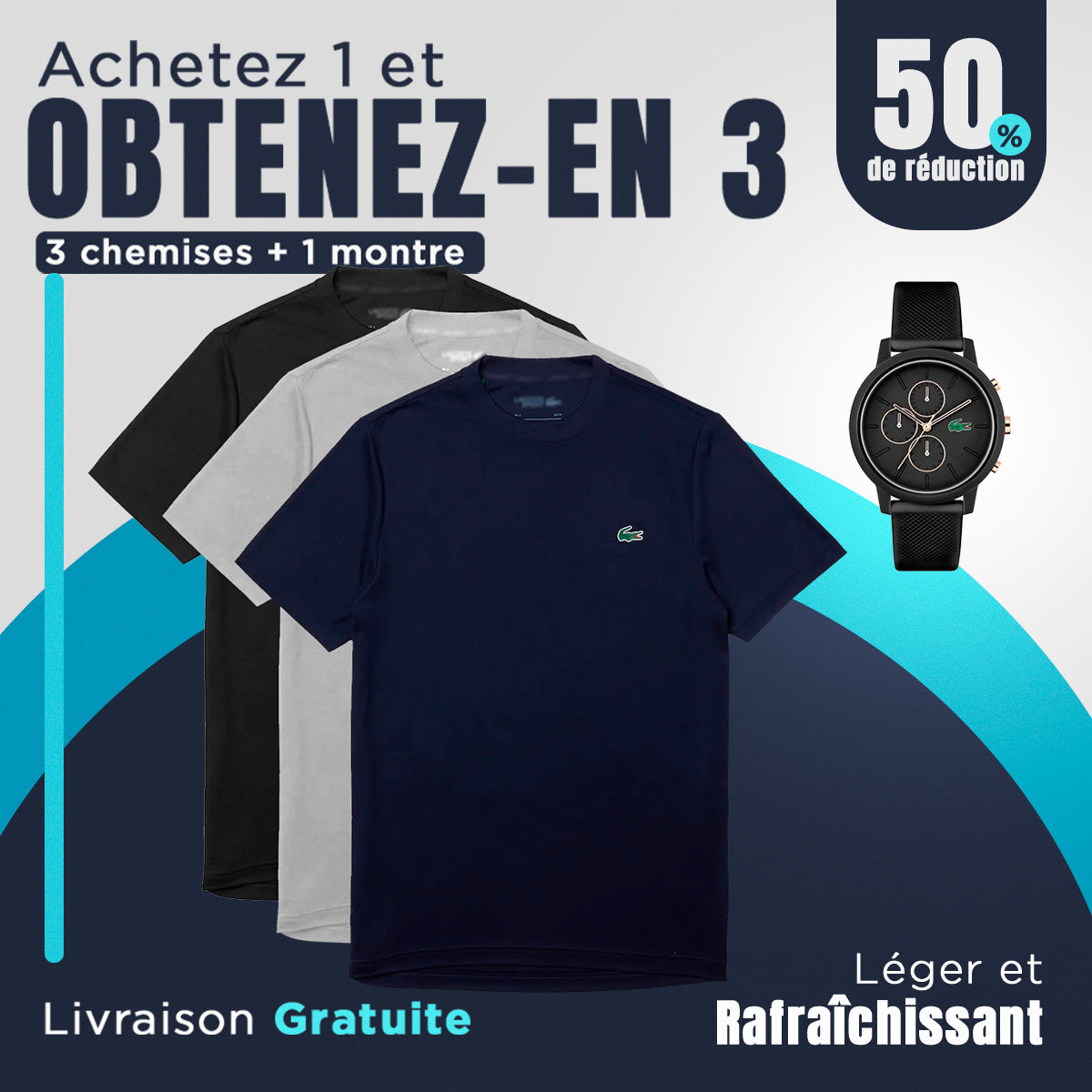 [PAYEZ 1, OBTENEZ 4] Kit de 3 T-shirts essentiels LCT + Montre LCT en cadeau